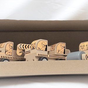 Wooden Toy Set New 3 Piece Crane Roller Caterpillar